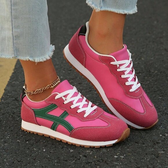 Burgundy Casual Women's Patchwork Sneakers - Picture 7 of 7